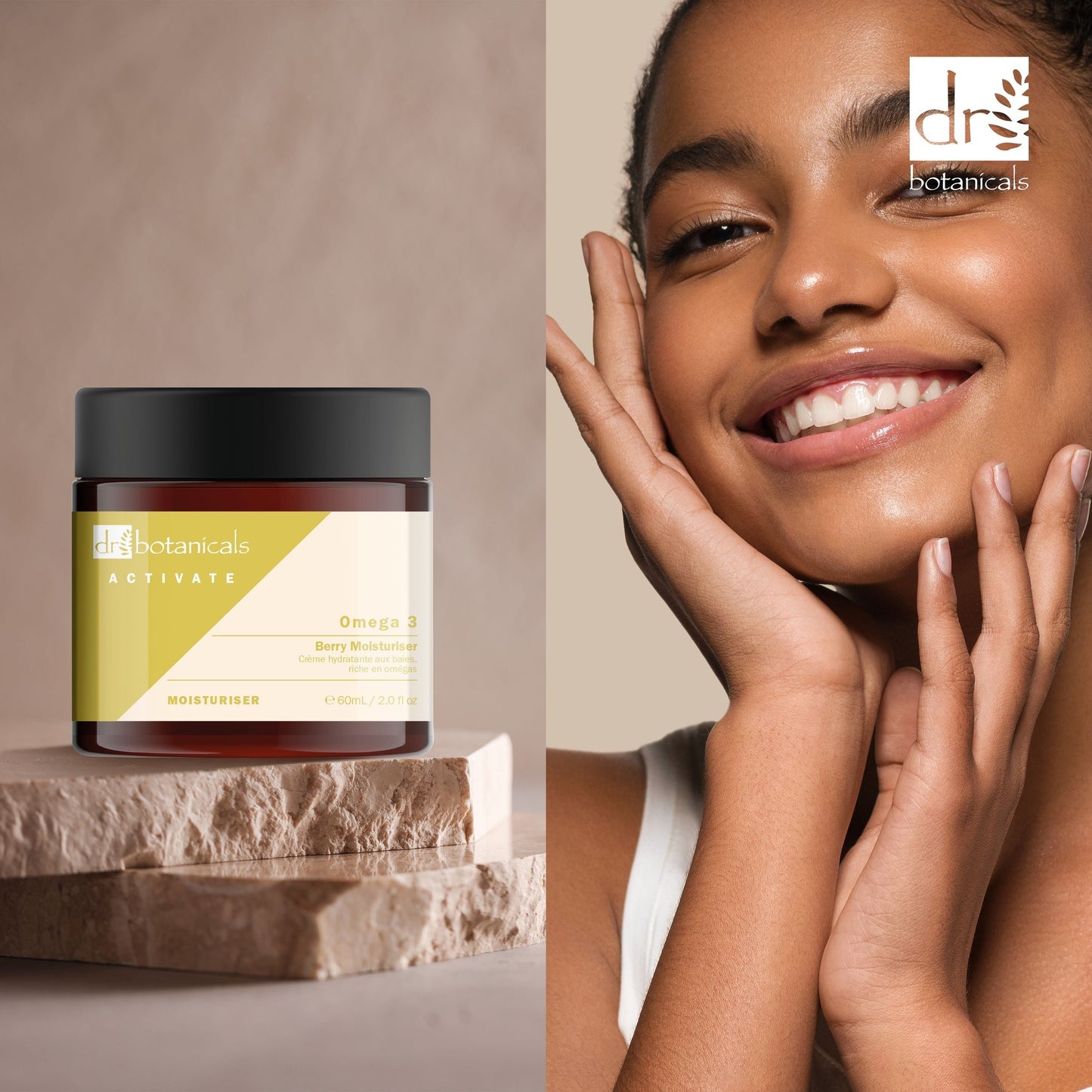 PO2DB441 Dr Botanicals Activate Omega 3 Berry Moisturiser 60ml Twin Value Savings Pack