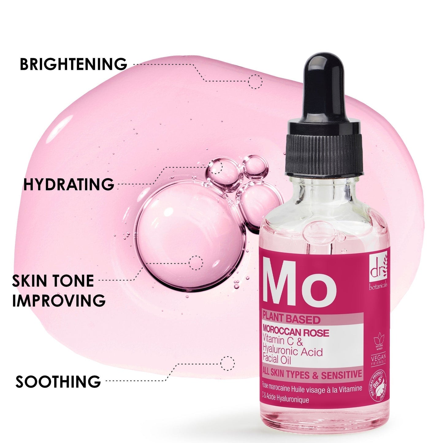 RDB511 Dr Botanicals Moroccan Rose Facial Oil with Hyaluronic Acid & Vitamin C 15ml