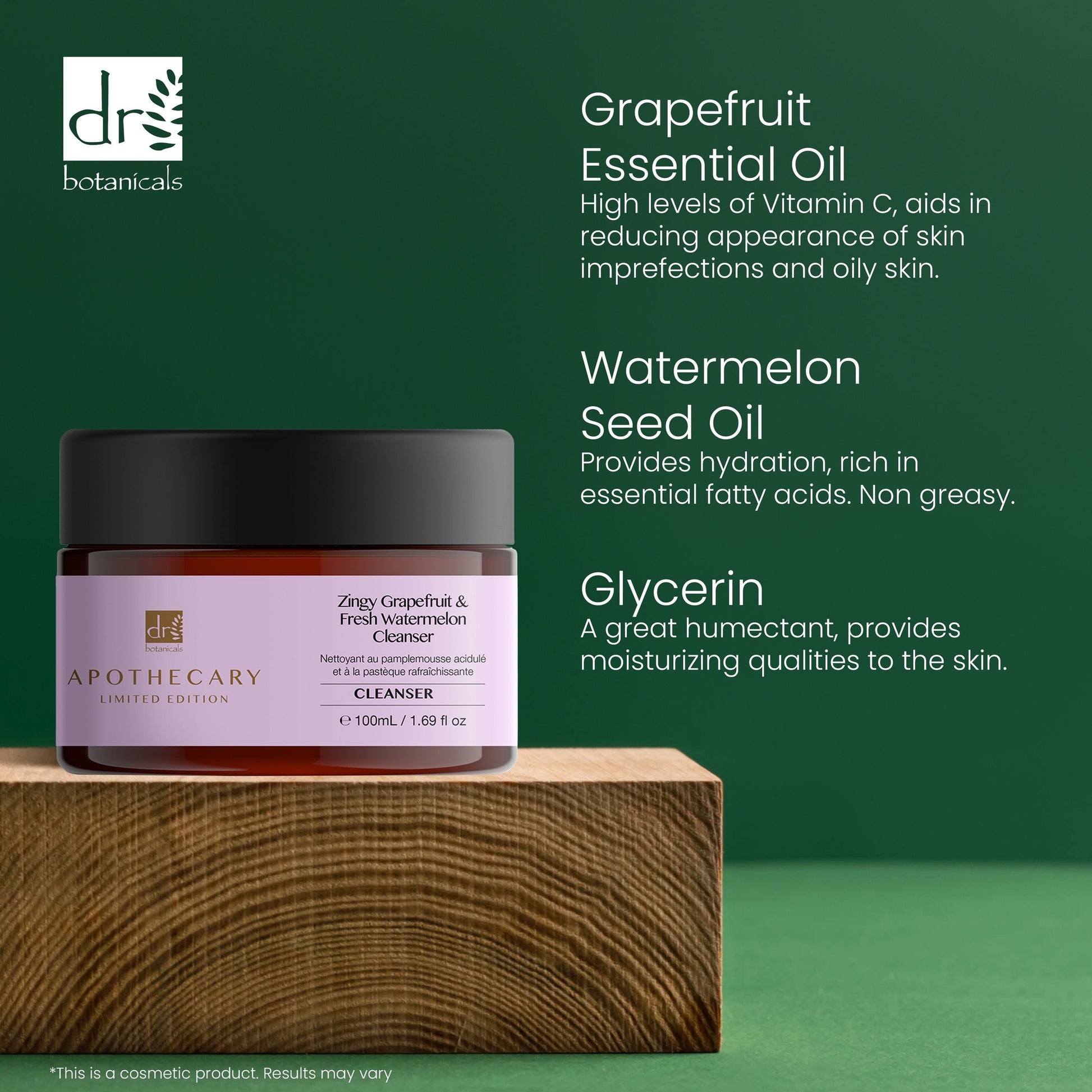 DB294 Dr Botanicals Zingy Grapefruit & Fresh Watermelon Cleanser 100ml