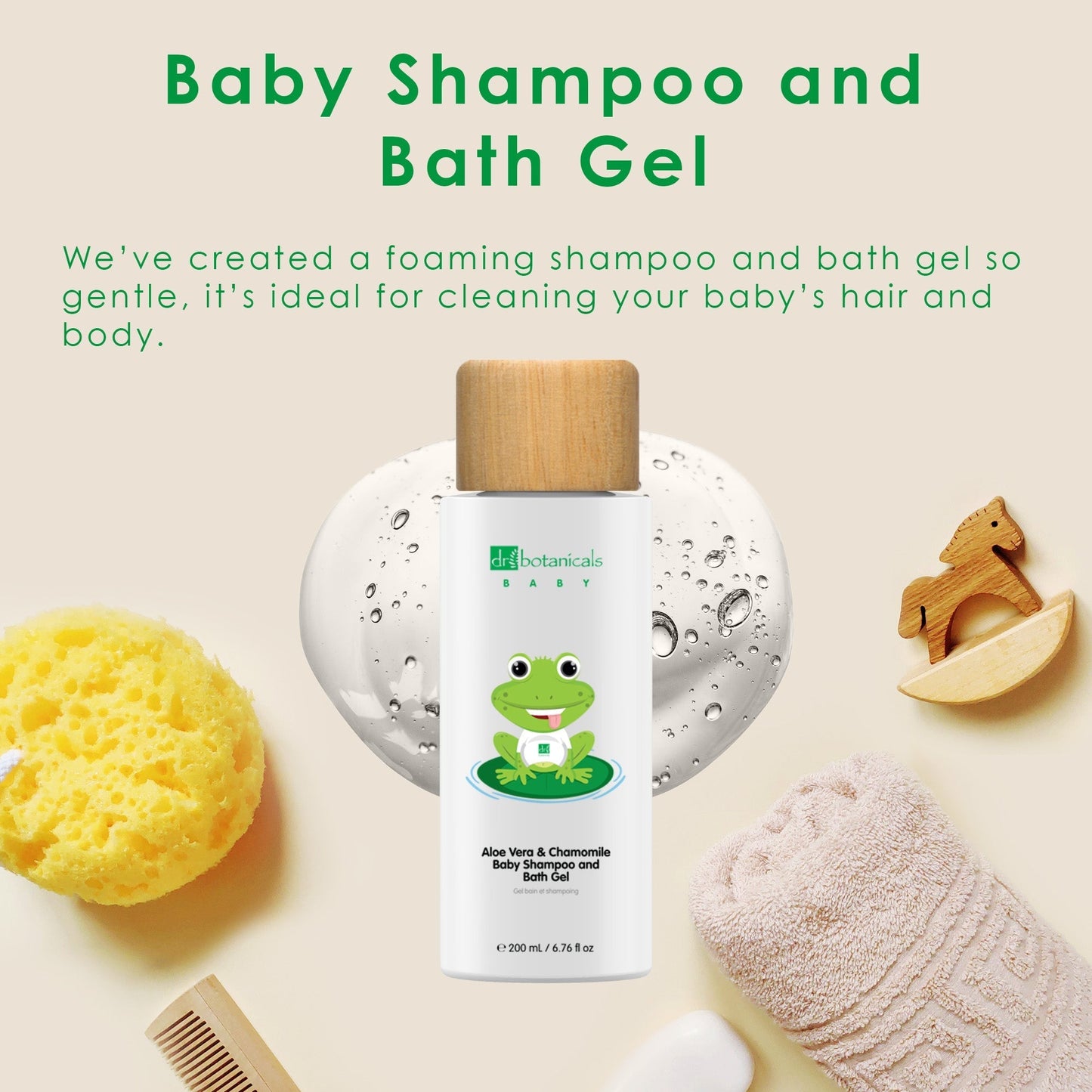 DB329 Dr Botanicals Aloe Vera & Chamomile Baby Shampoo & Bath Gel 200ml