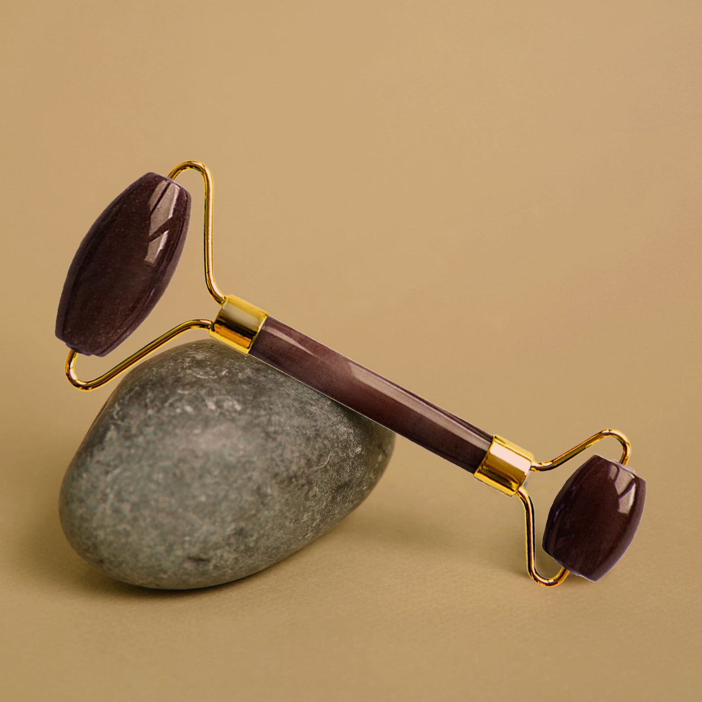 DB342 Dr Botanicals Tiger Eye Harmony & Balancing Facial Roller Gold Metal Handle