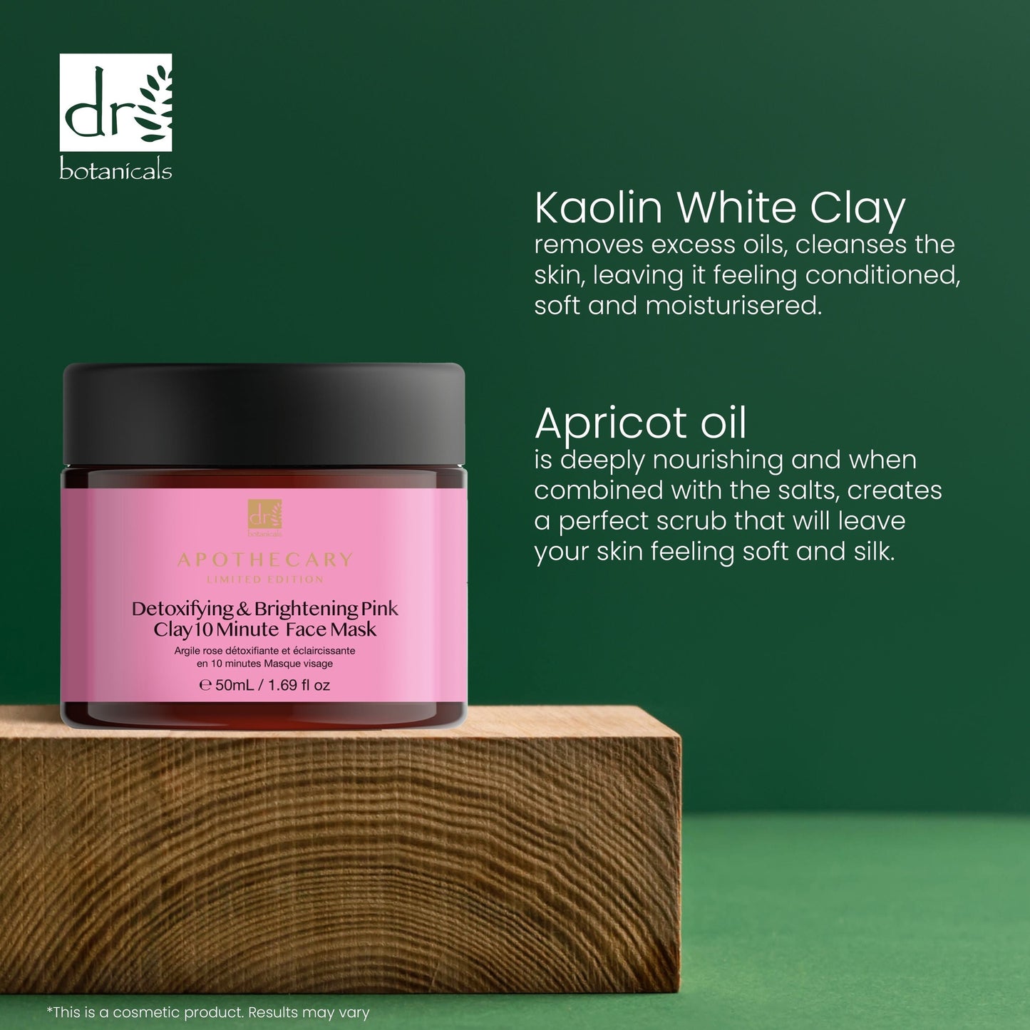 DB398 Dr Botanicals Detoxifying & Brightening Pink Clay 10 Minute Face Mask 50ml