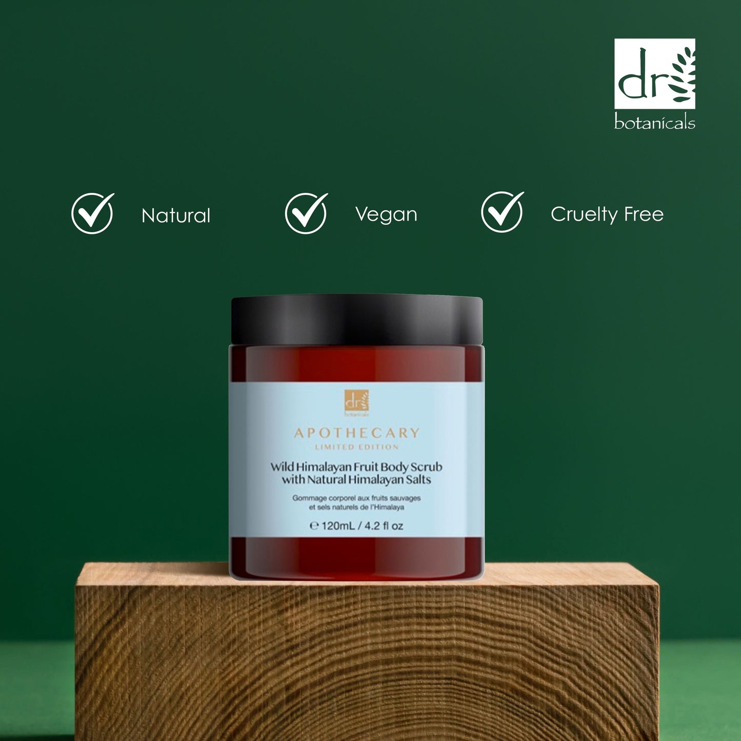 DB404 Dr Botanicals Wild Himalayan Fruit Body Scrub with Natural Himalayan Salts 120ml