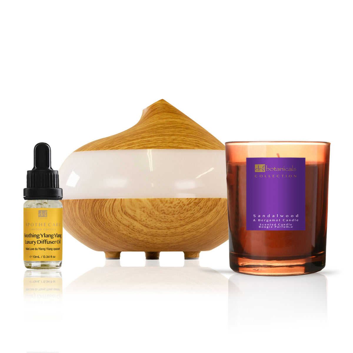 Dr Botanicals Deluxe Relaxation Ylang Ylang Diffuser Kit with Sandalwood & Bergamot Candle