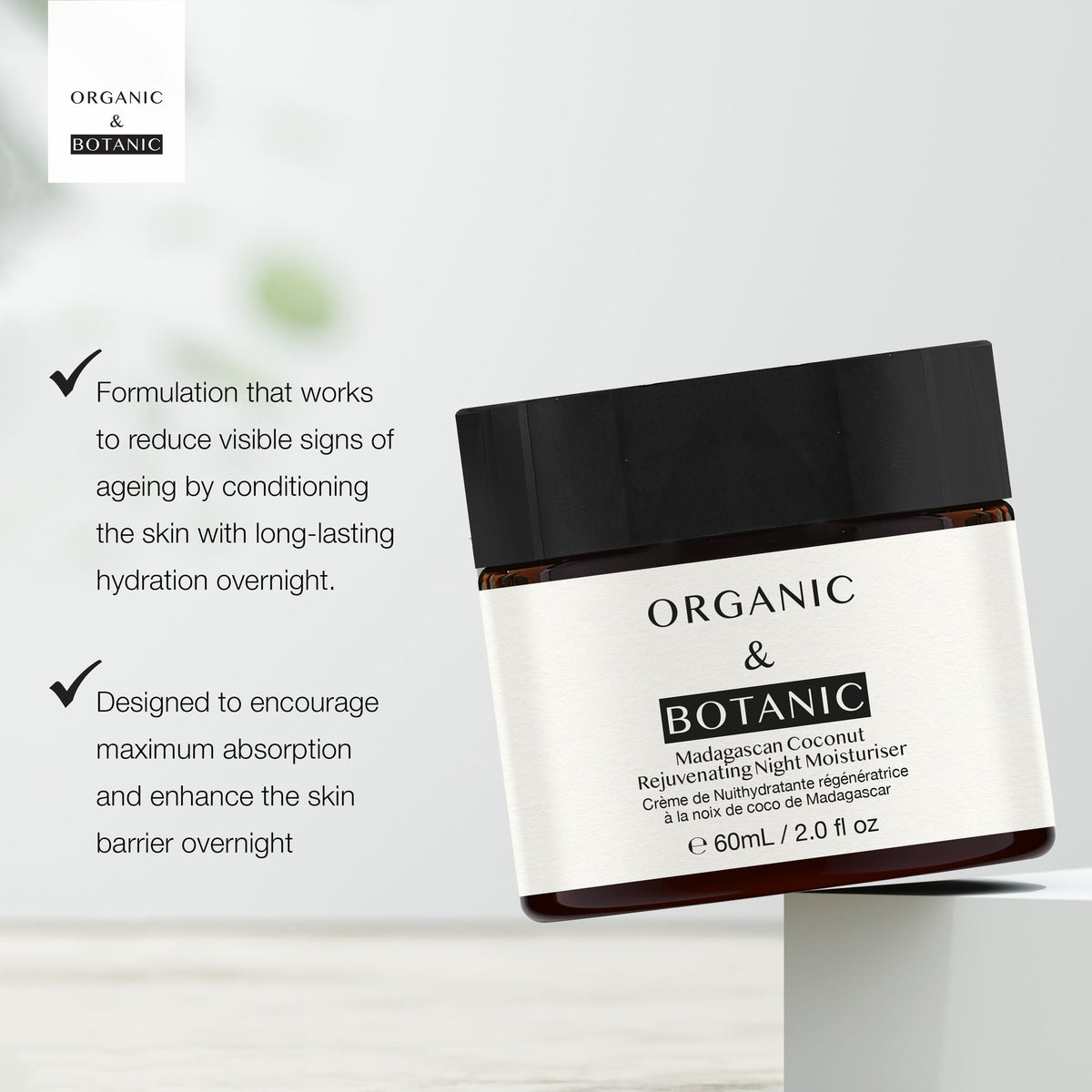 OB092 Organic & Botanic Madagascan Coconut Rejuvenating Night Moisturiser 60ml