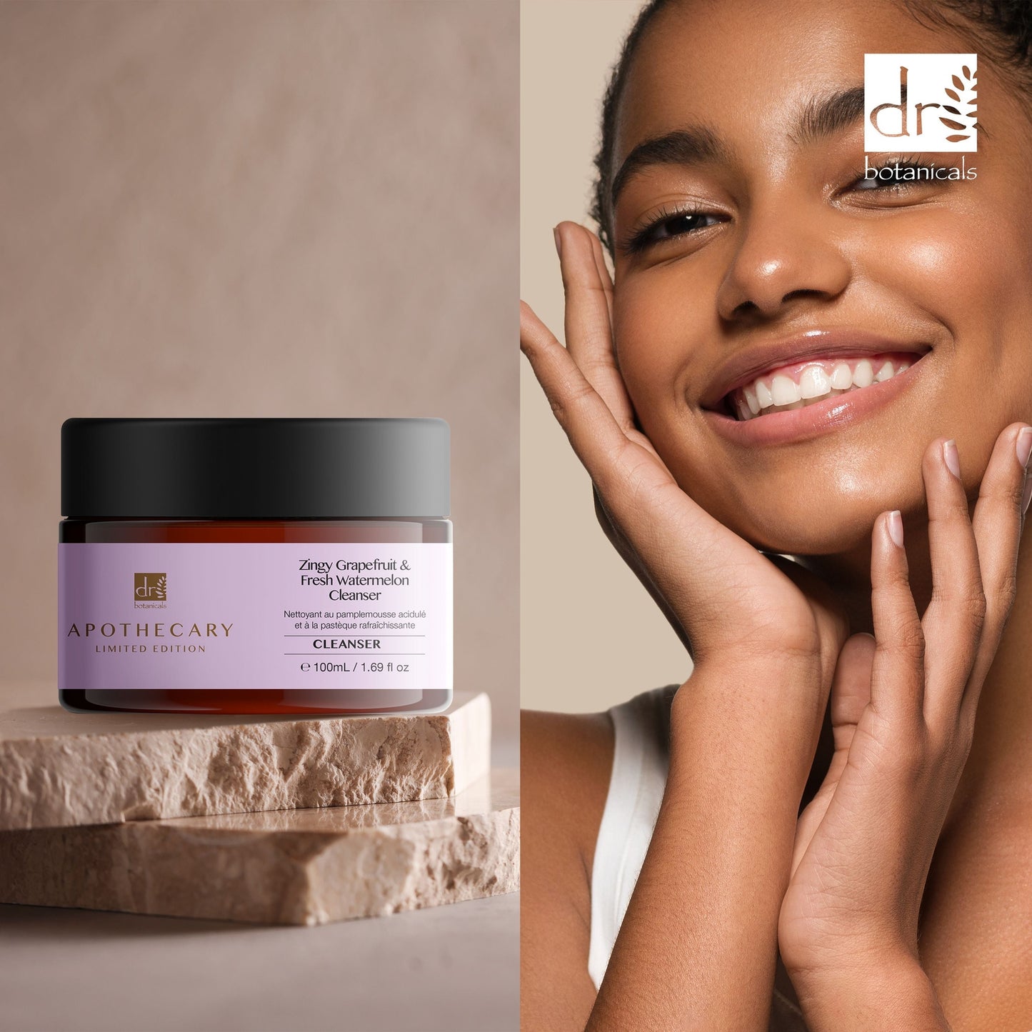 PO2DB294 Dr Botanicals Zingy Grapefruit & Fresh Watermelon Cleanser 100ml Twin Value Savings Pack
