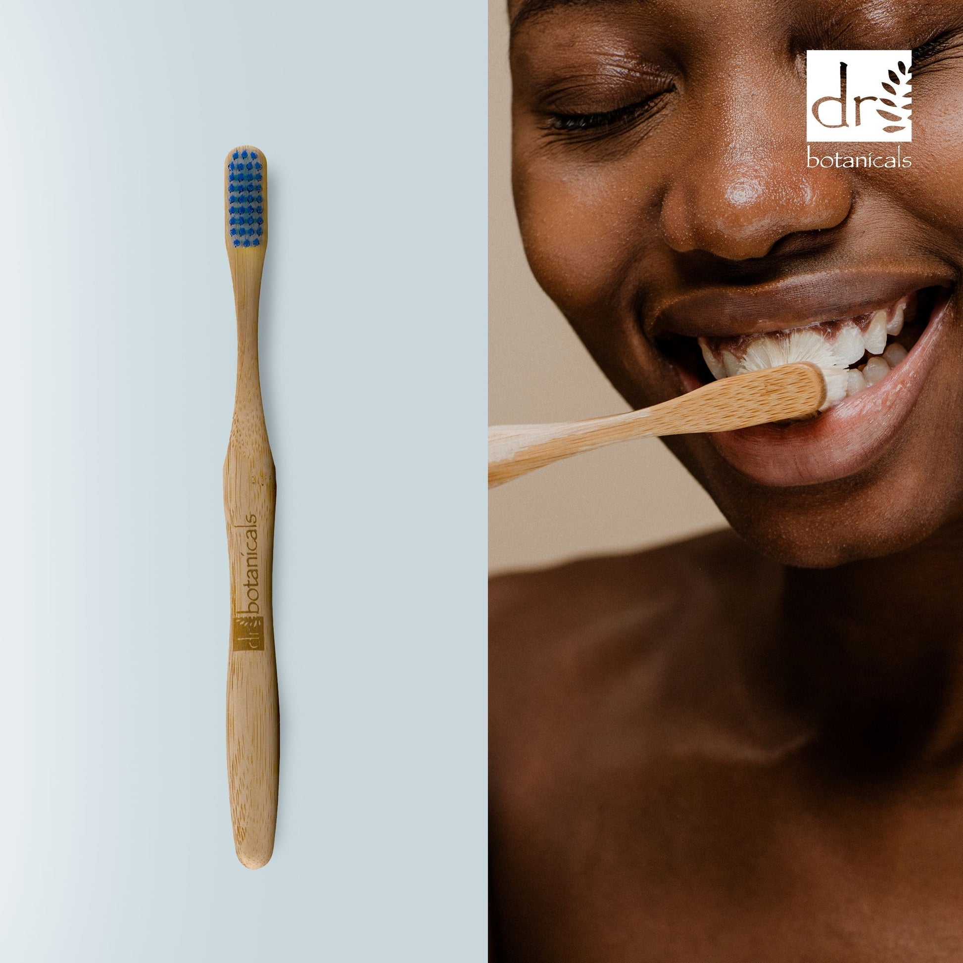 PO2DB346 Dr Botanicals Bamboo Toothbrush Blue Twin Value Savings Pack