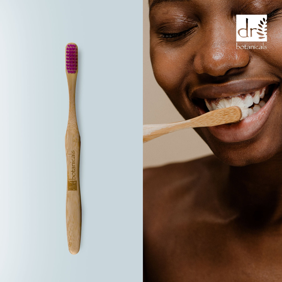 PO2DB348 Dr Botanicals Bamboo Toothbrush Purple Twin Value Savings Pack