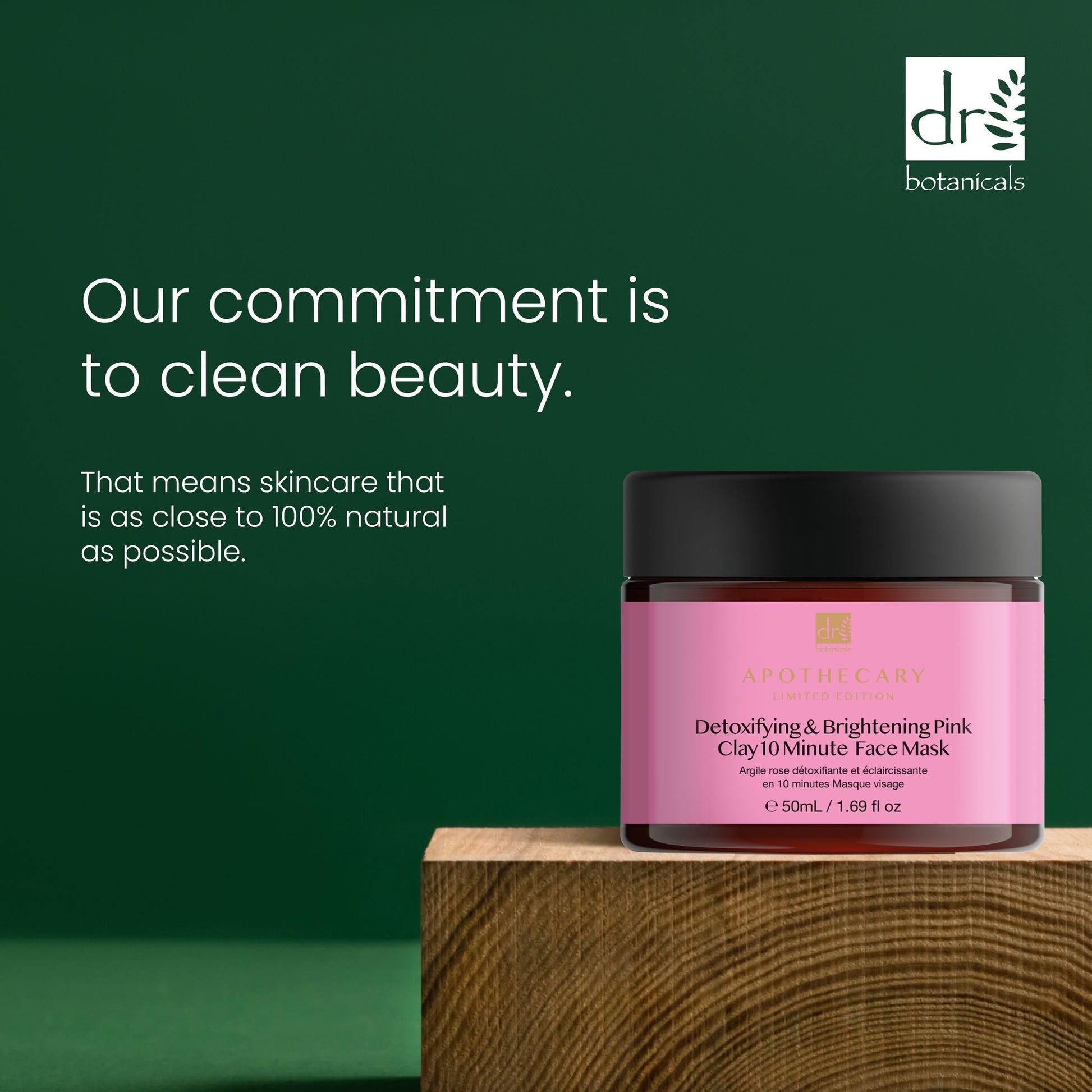 PO2DB398 Dr Botanicals Detoxifying & Brightening Pink Clay 10 Minute Face Mask 50ml Twin Value Savings Pack