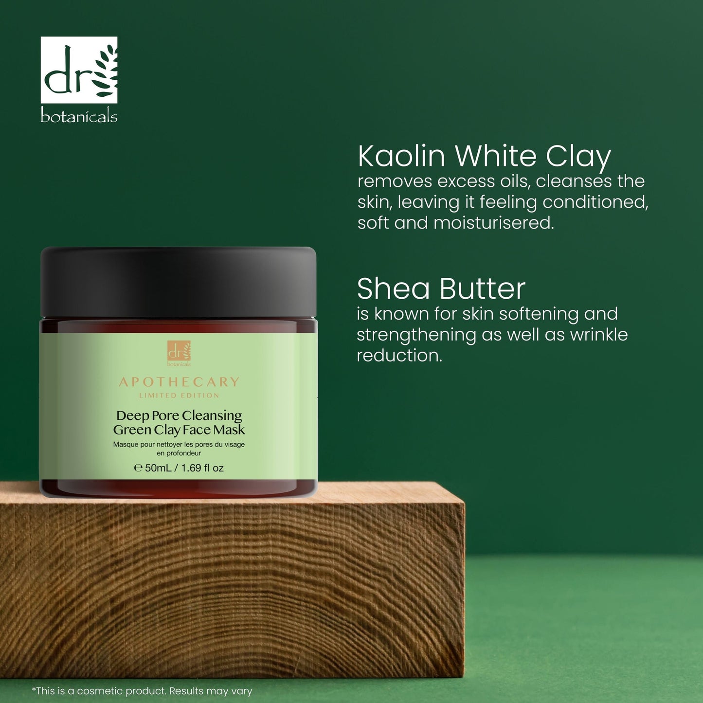 PO2DB399 Dr Botanicals Deep Pore Cleansing Green Clay Face Mask 50ml Twin Value Savings Pack