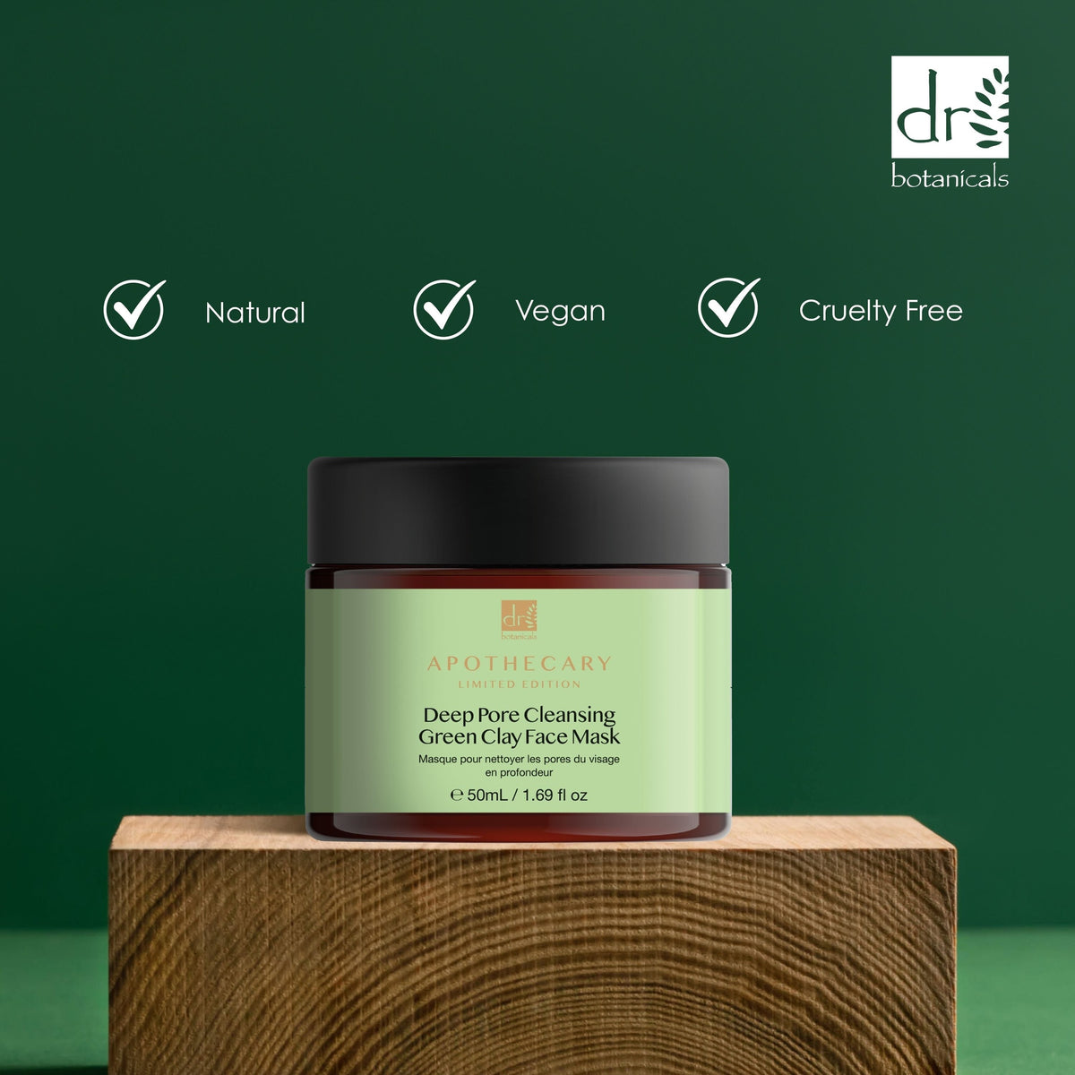 PO2DB399 Dr Botanicals Deep Pore Cleansing Green Clay Face Mask 50ml Twin Value Savings Pack