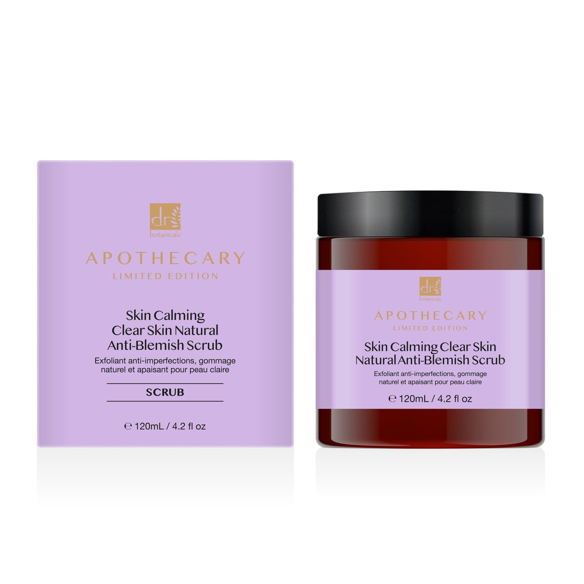 PO2DB403 Dr Botanicals Skin Calming Clear Skin Natural Anti-Blemish Scrub 120ml Twin Value Savings Pack