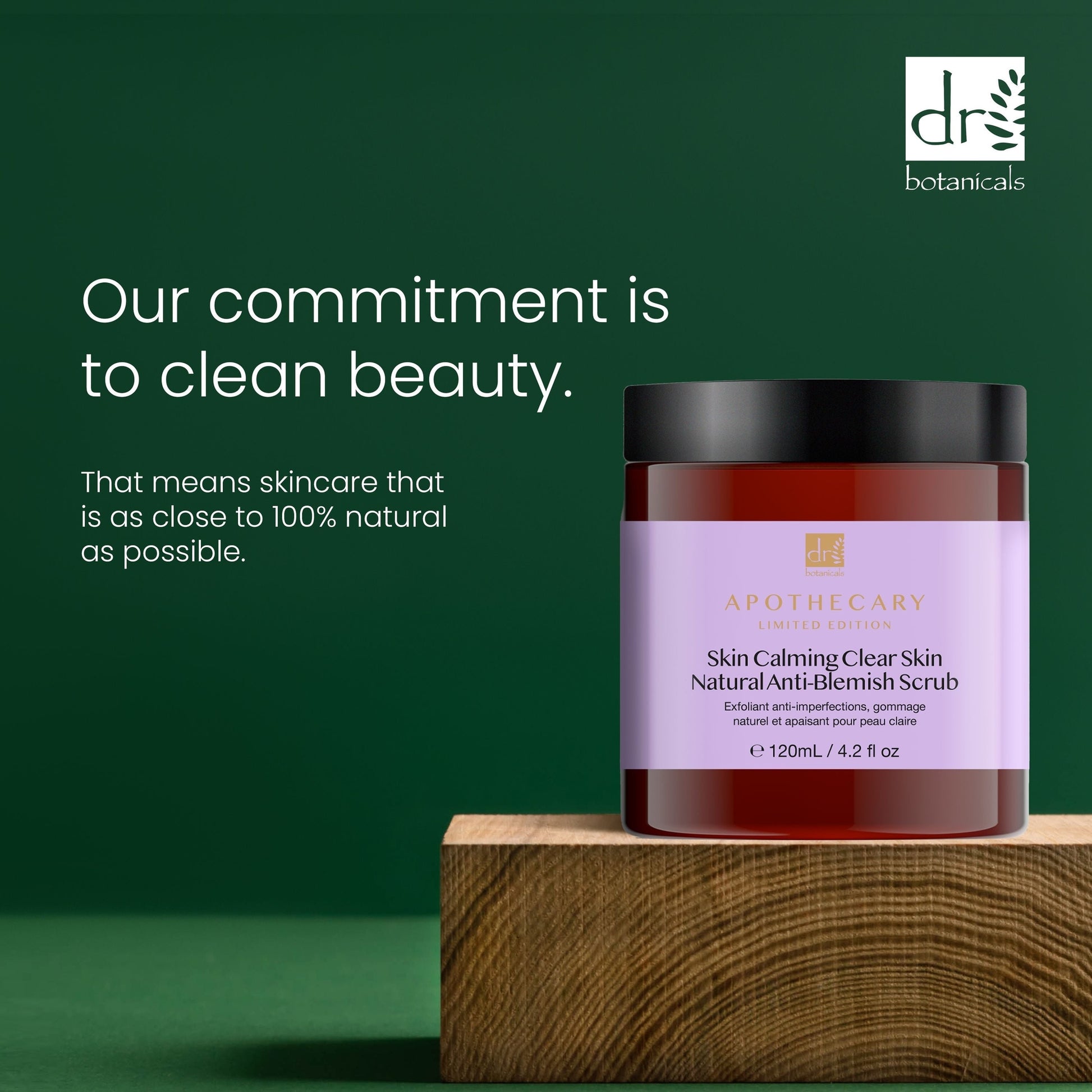 PO2DB403 Dr Botanicals Skin Calming Clear Skin Natural Anti-Blemish Scrub 120ml Twin Value Savings Pack