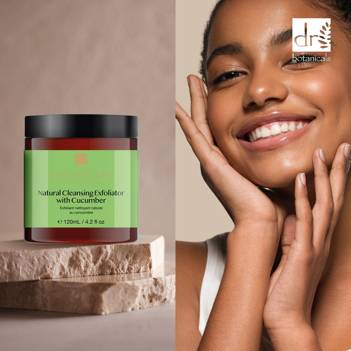 PO2DB416 Dr Botanicals Natural Cleansing Exfoliator with Cucumber 120ml Twin Value Savings Pack
