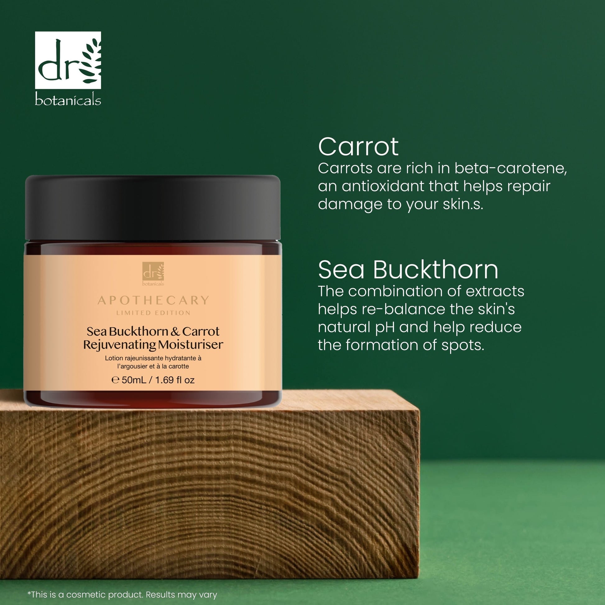 PO2DB418 Dr Botanicals Sea Buckthorn & Carrot Rejuvenating Moisturiser 50ml Twin Value Savings Pack