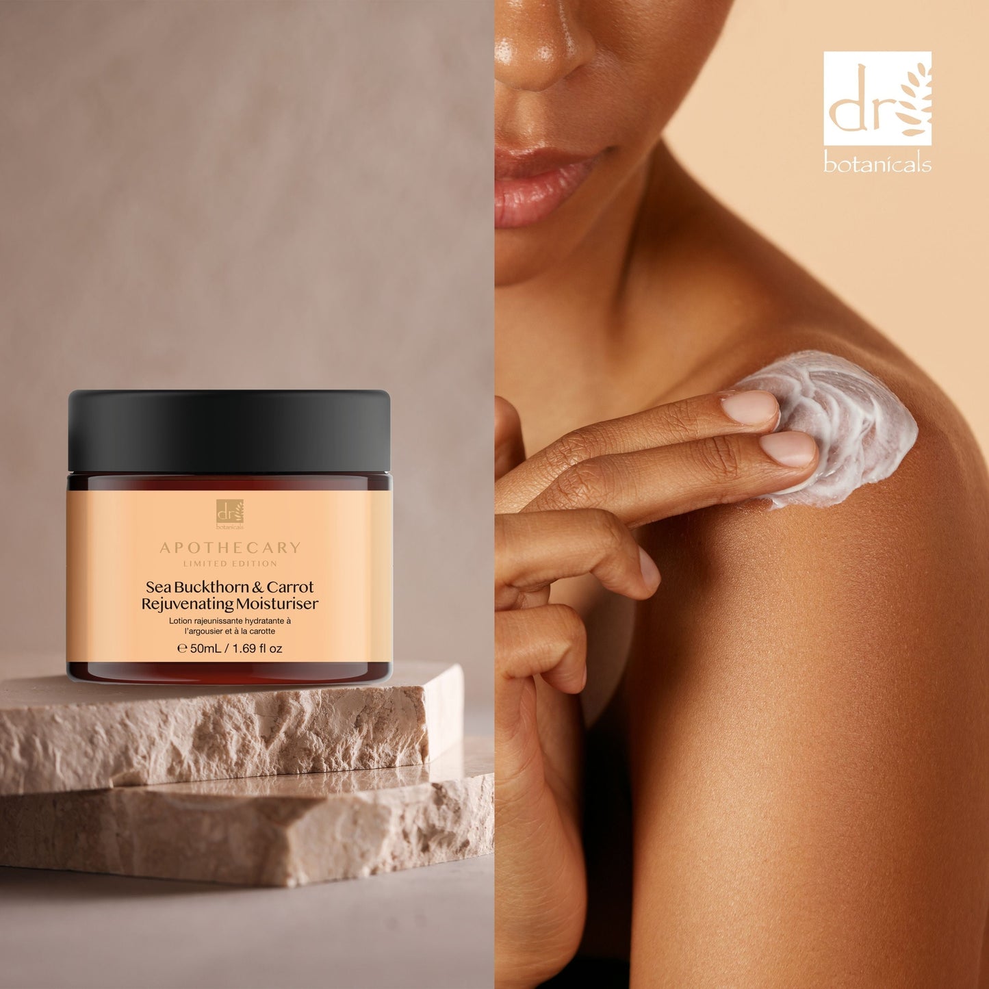 PO2DB418 Dr Botanicals Sea Buckthorn & Carrot Rejuvenating Moisturiser 50ml Twin Value Savings Pack