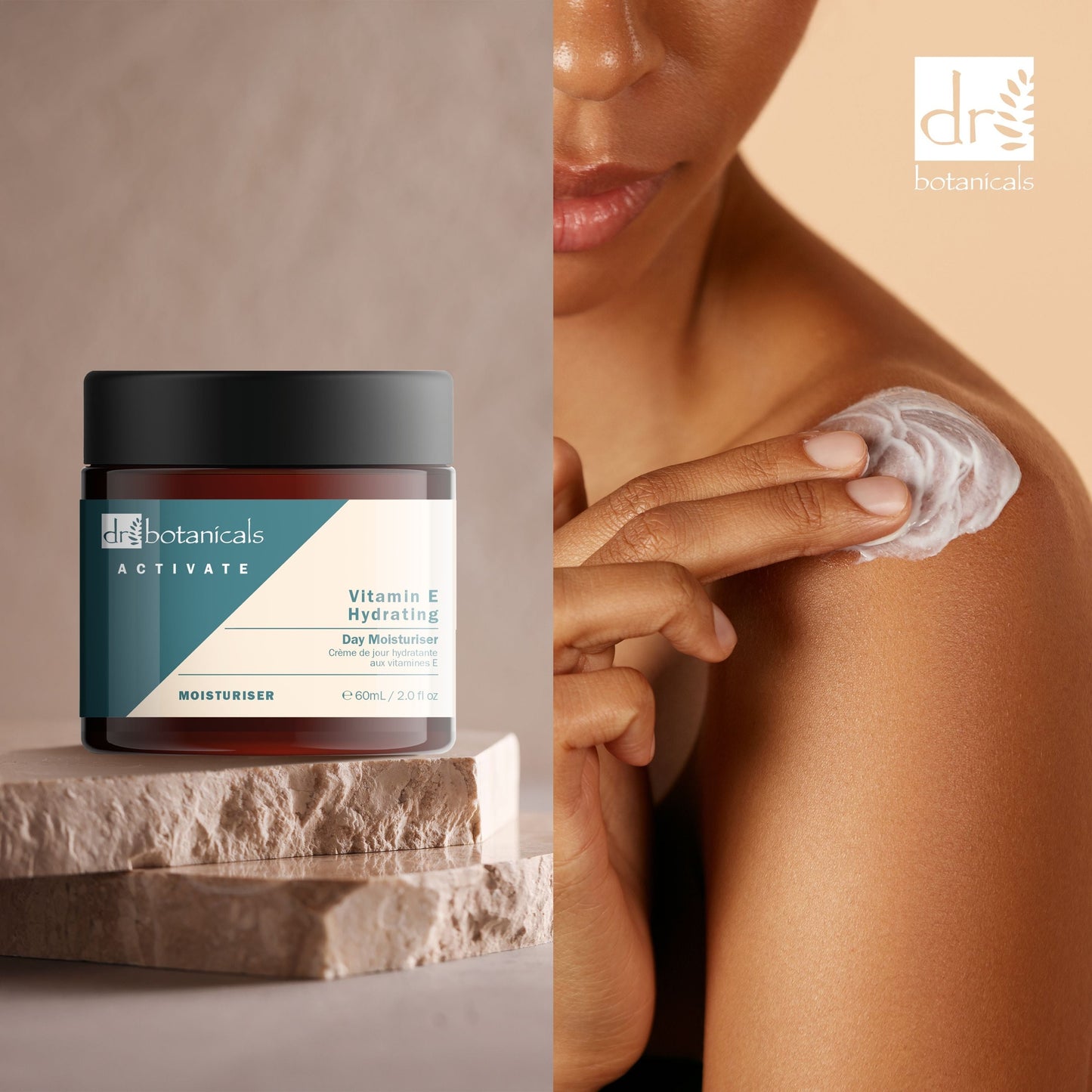 PO2DB432 Dr Botanicals Activate Vitamin E Hydrating Day Moisturiser 60ml Twin Value Savings Pack