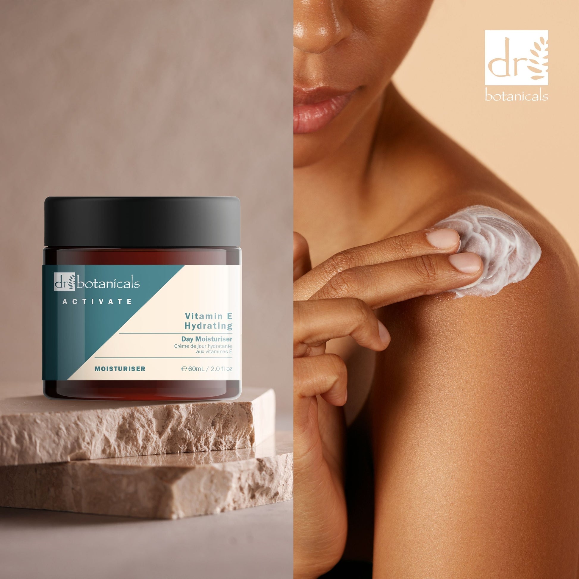 PO2DB432 Dr Botanicals Activate Vitamin E Hydrating Day Moisturiser 60ml Twin Value Savings Pack