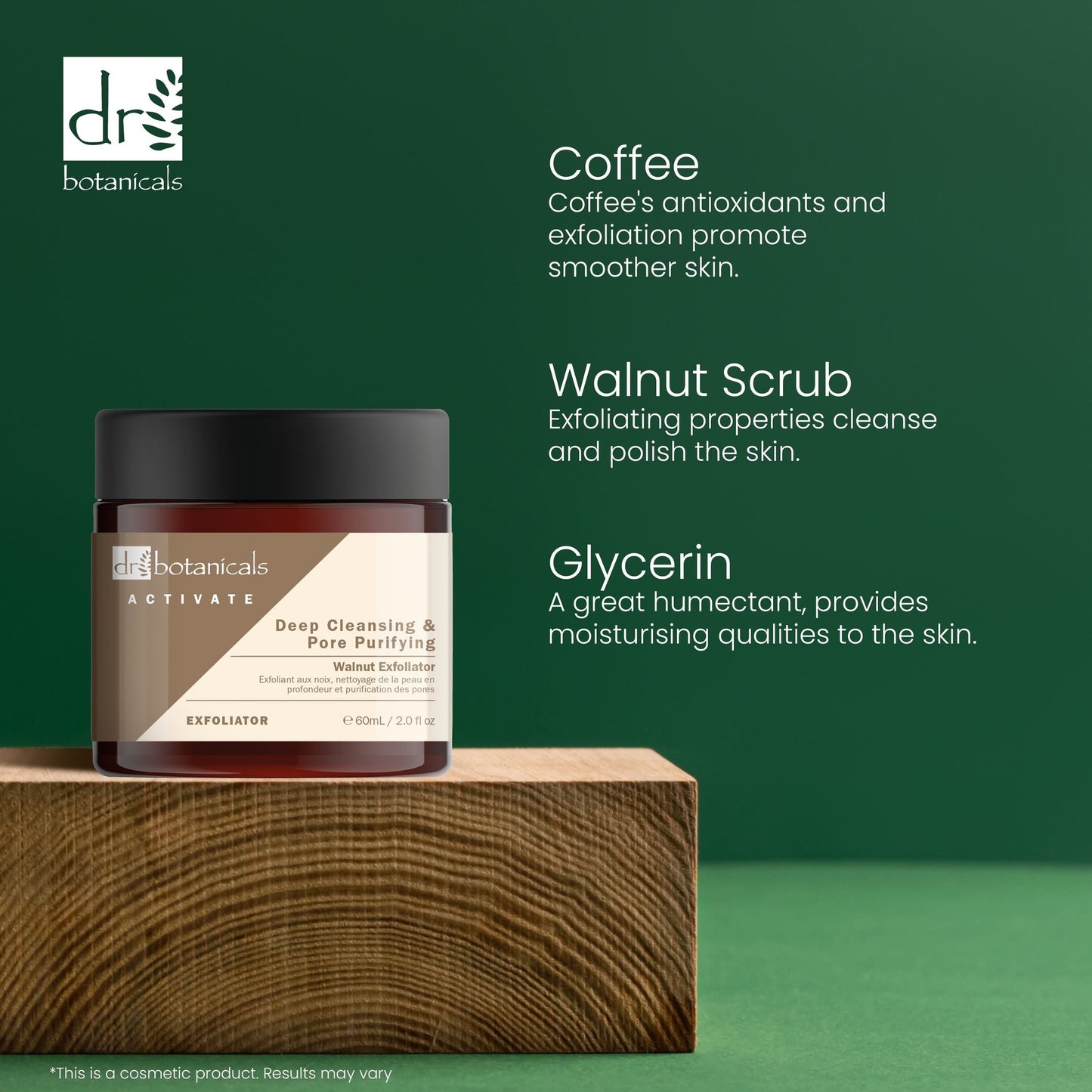 PO2DB435 Dr Botanicals Activate Deep Cleansing & Pore Purifying Walnut Exfoliator 60ml Twin Value Savings Pack