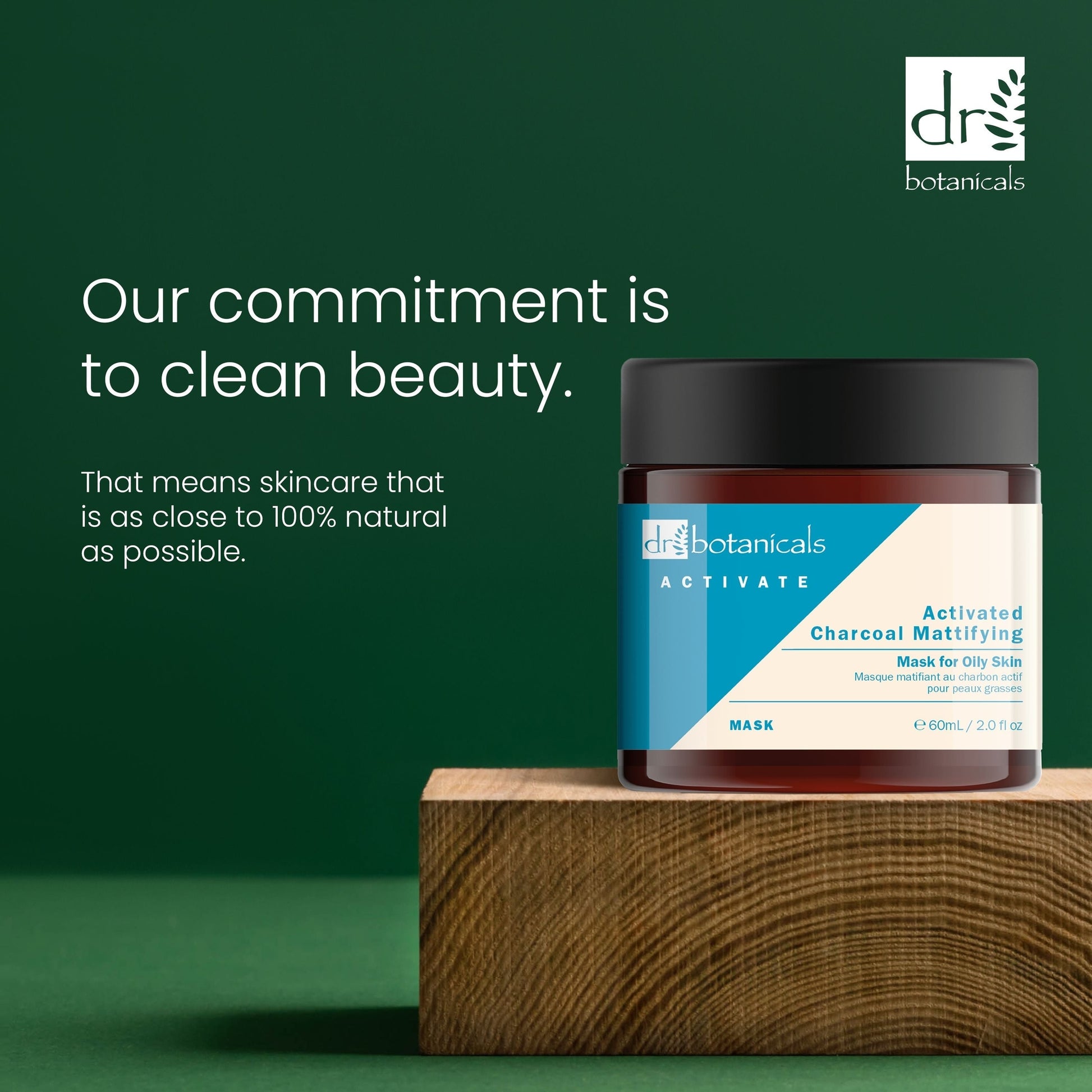 PO2DB438 Dr Botanicals Activate Charcoal Mattifying Mask for Oily Skin 60ml Twin Value Savings Pack