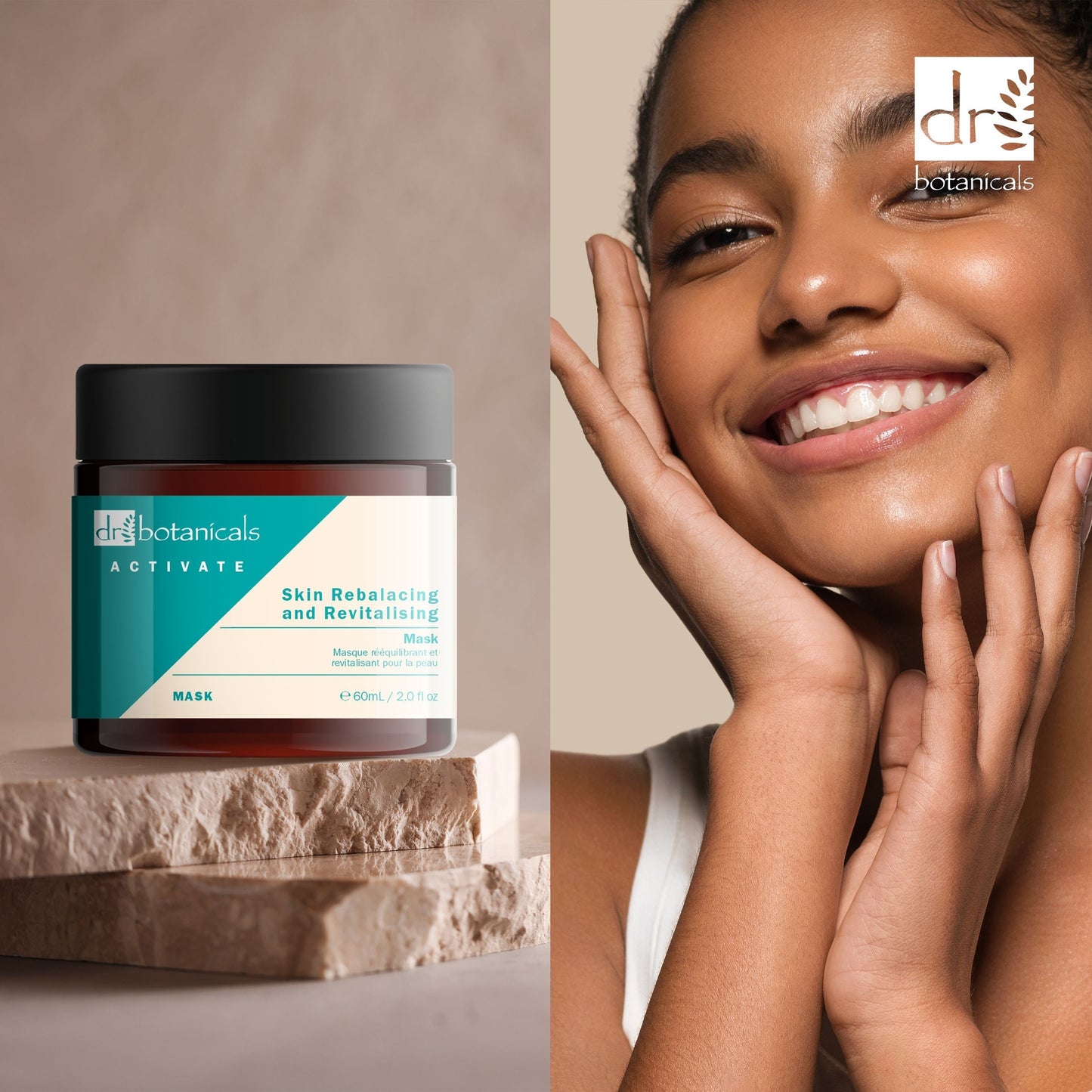 PO2DB439 Dr Botanicals Activate Skin Rebalancing & Revitalising Mask 60ml Twin Value Savings Pack