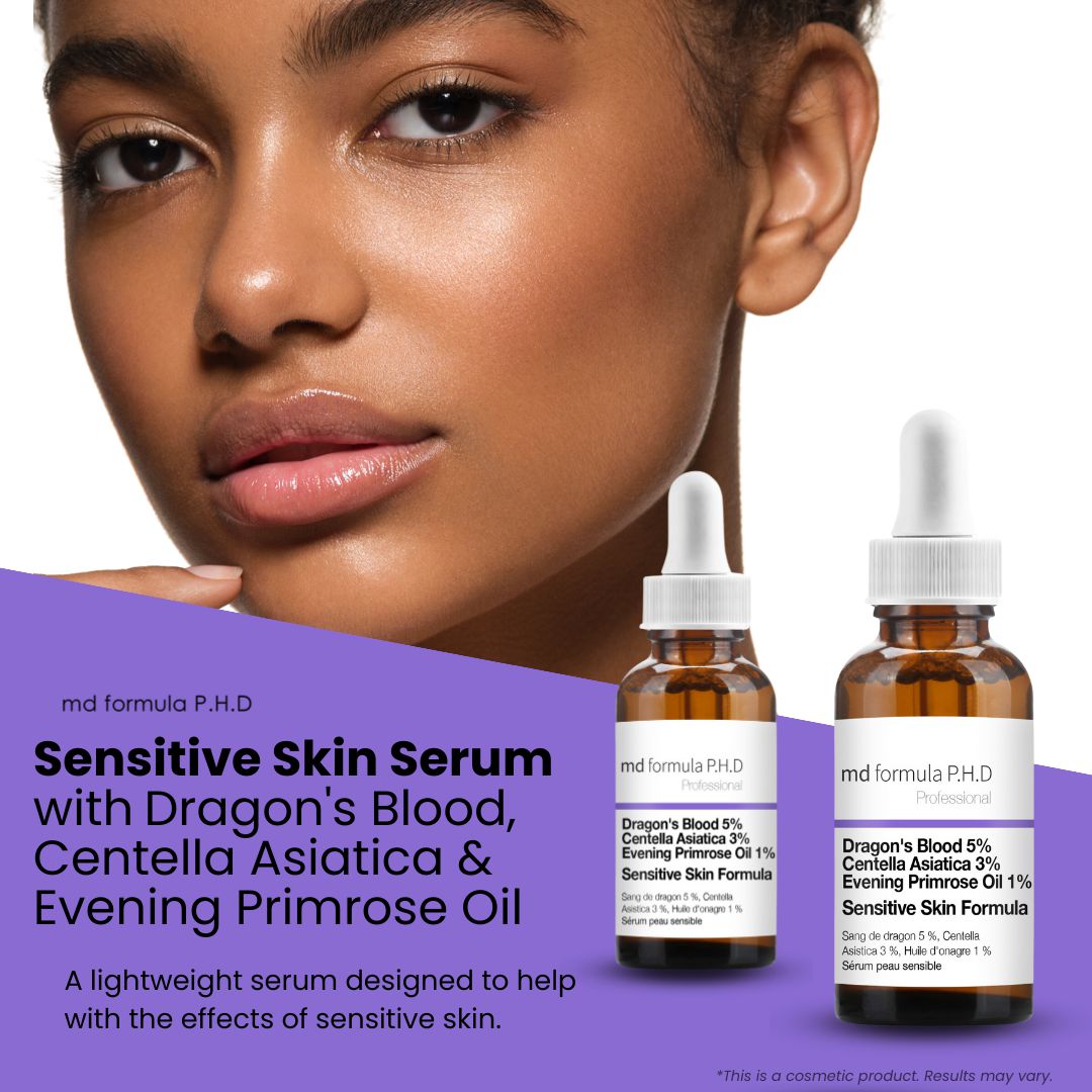 PO2MD030 MD Formula Sensitive Skin Serum Dragon's Blood 5%, Centella Asiatica 3%, Evening Primrose Oil 1% 30ml Twin Value Savings Pack