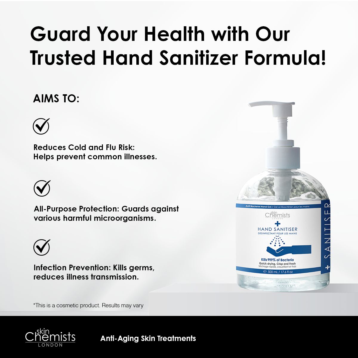 PO2SC362 skinChemists Hand Sanitiser 500ml Twin Value Savings Pack