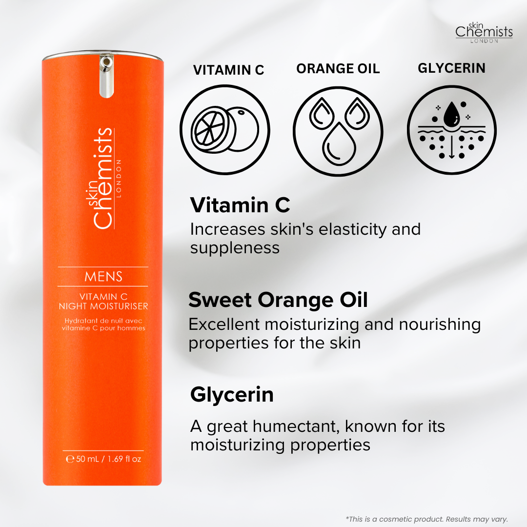 PO2SC403 skinChemists Men's Vitamin C Night Moisturiser 50ml Twin Value Savings Pack