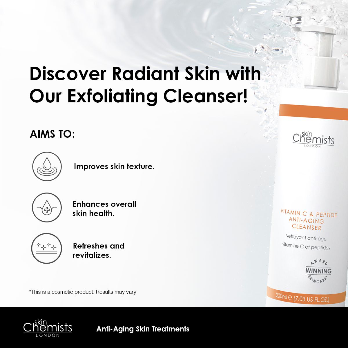 PO2SC727 skinChemists Vitamin C & Peptide Cleanser 200ml Twin Value Savings Pack