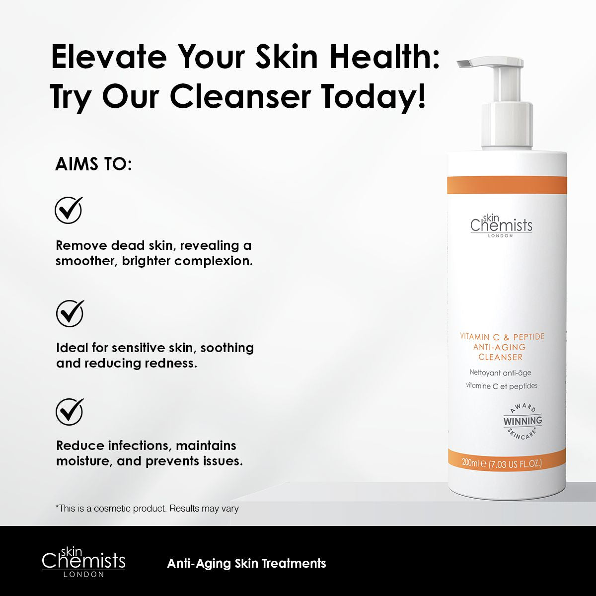 PO2SC727 skinChemists Vitamin C & Peptide Cleanser 200ml Twin Value Savings Pack