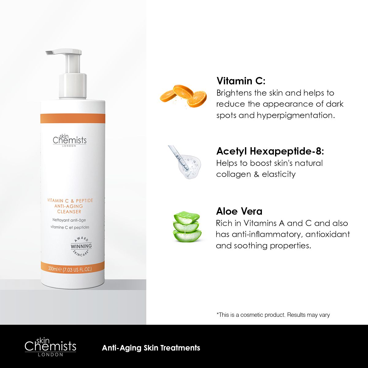 PO2SC727 skinChemists Vitamin C & Peptide Cleanser 200ml Twin Value Savings Pack