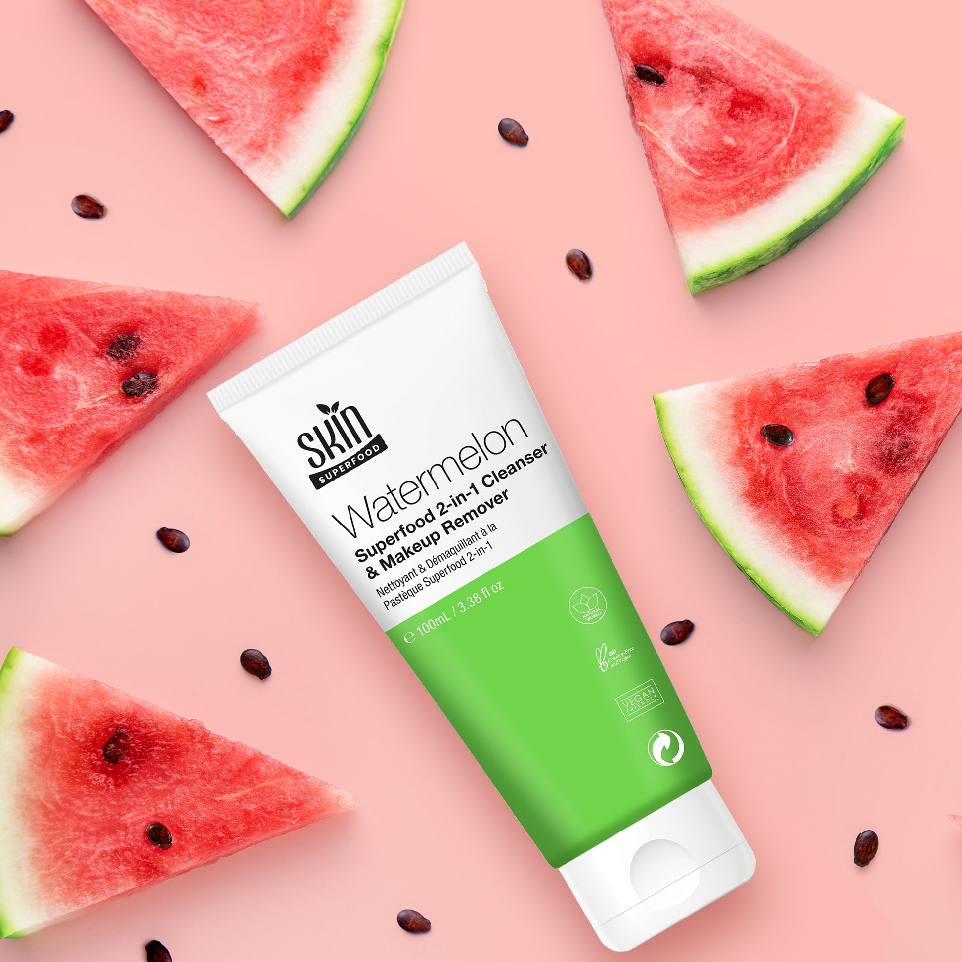 PO2SF002 Skin Superfood Watermelon Superfood 2-in-1 Cleanser & Makeup Remover 100ml Twin Value Savings Pack