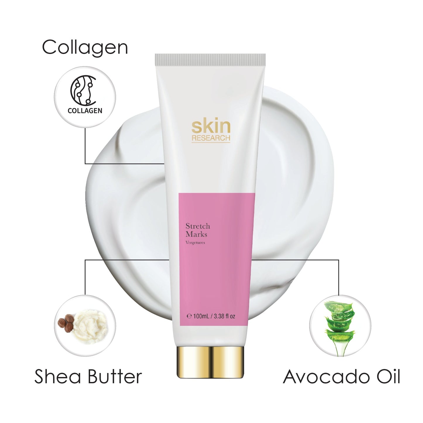 PO2SR105 Skin Research Stretch Marks Cream 100ml Twin Value Savings Pack