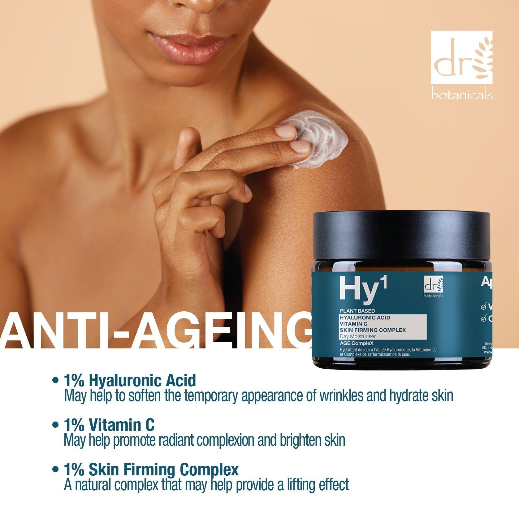 RDB520 Dr Botanicals Hyaluronic Acid 1% & Vitamin C 1% & Skin Firming Complex 1% Day Moisturiser 60ml