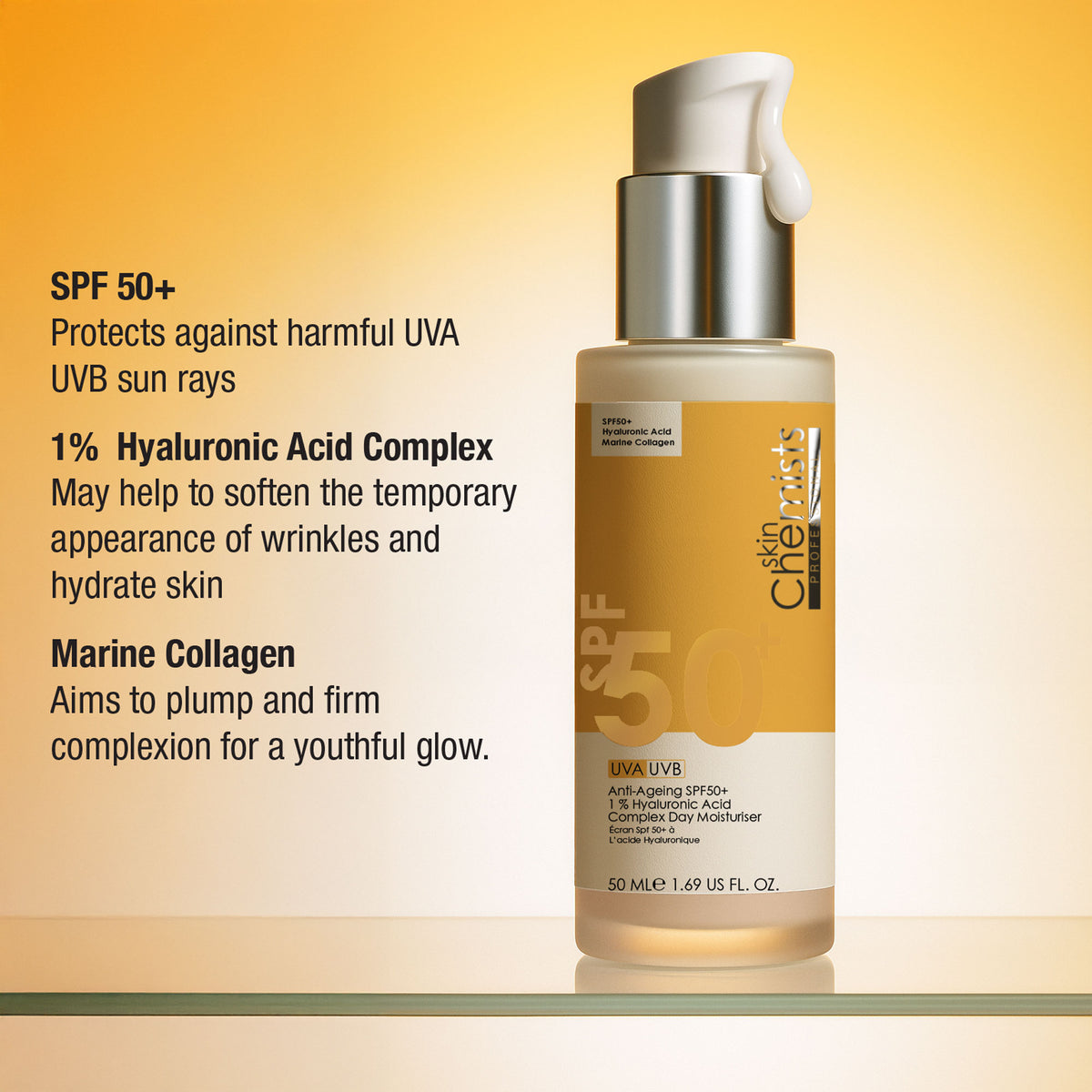 skinChemists Anti-Ageing SPF 50 1% Hyaluronic Acid Day Moisturiser 50ml