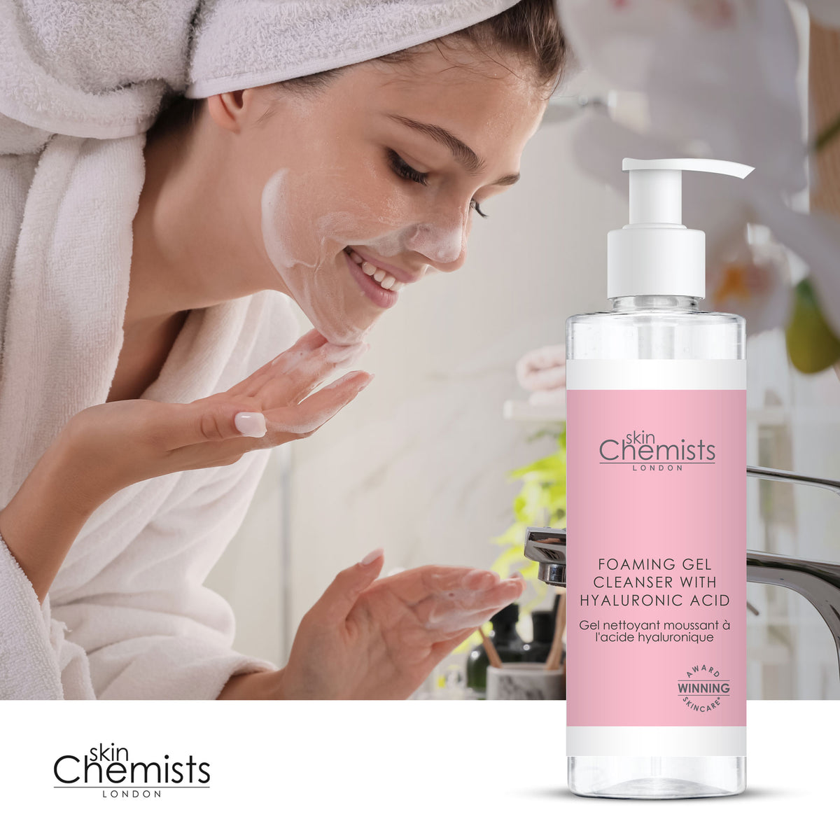 SC893 skinChemists Foaming Gel Cleanser with Hyaluronic Acid 200ml