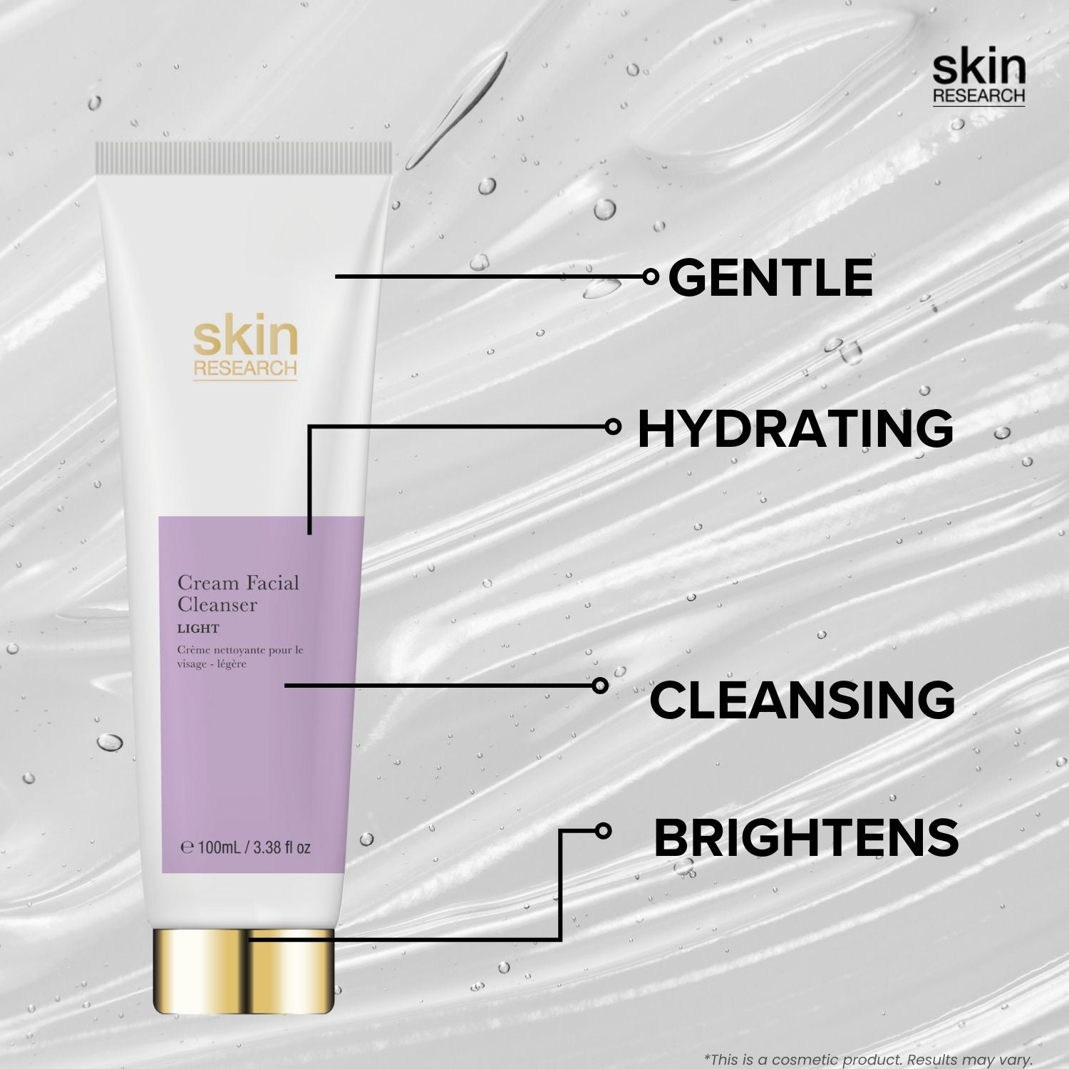 SR095 Skin Research Cream Facial Cleanser Light 100ml