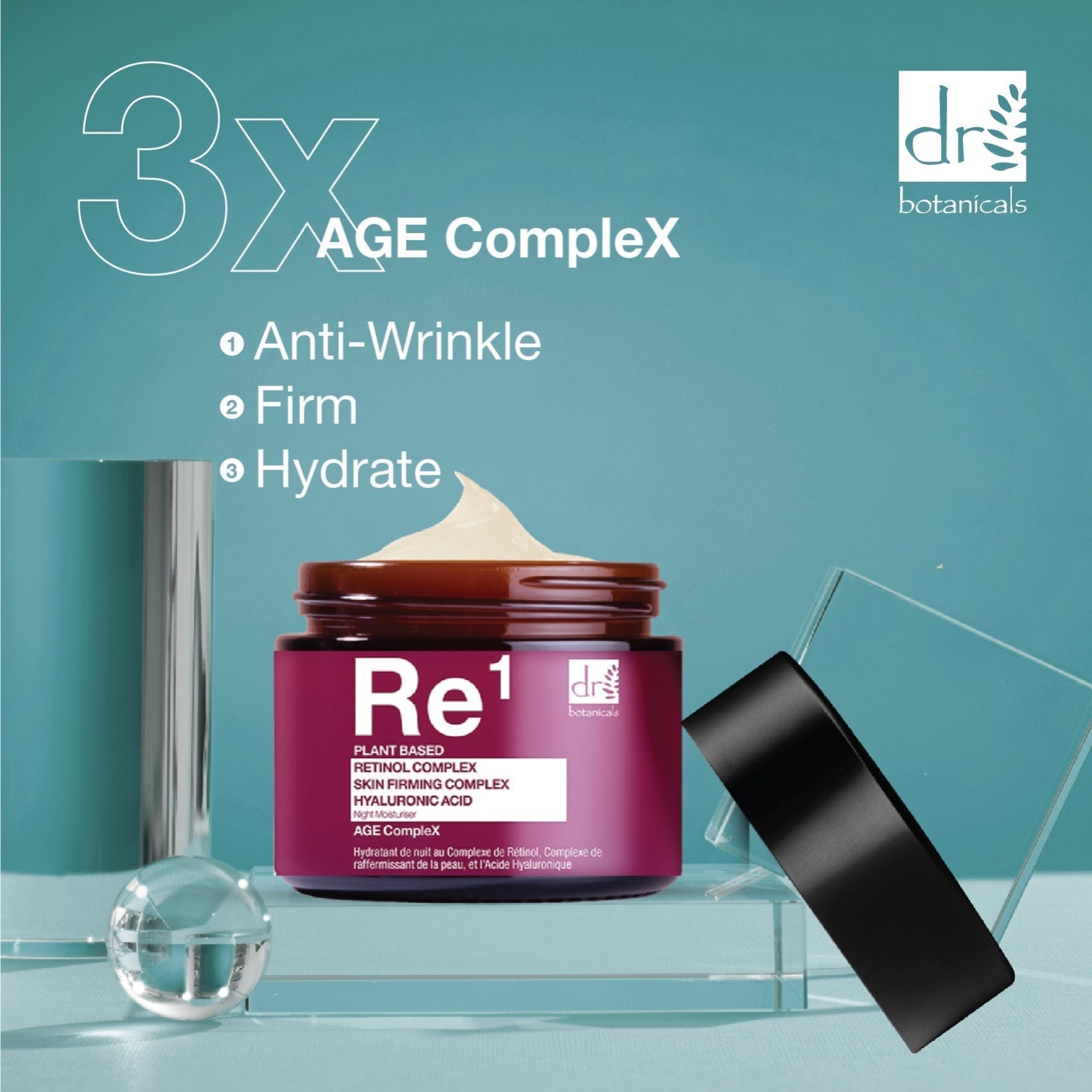 Dr Botanicals Retinol Complex 1%, Skin Firming Complex 1% & Hyaluronic Acid 1% Night Moisturizer 60ml