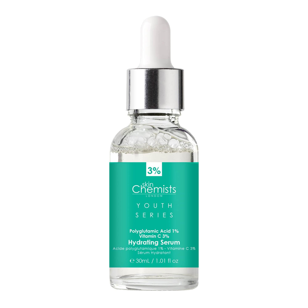 skinChemists Youth Series Hydrating Serum Polyglutamic Acid 1%, Vitamin C 3% 30ml