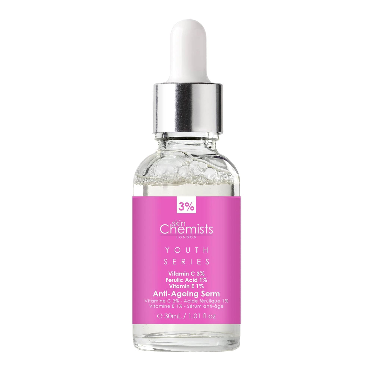 skinChemists Youth Series Anti-Ageing Serum Vitamin C 3%, Ferulic Acid 1%, Vitamin E 1% 30ml