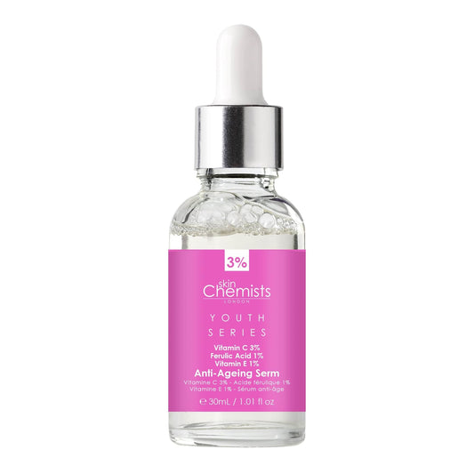 skinChemists Youth Series Anti-Ageing Serum Vitamin C 3%, Ferulic Acid 1%, Vitamin E 1% 30ml