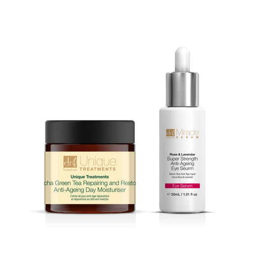 Dr Botanicals Matcha Green Tea Day Moisturiser + Rose & Lavender Super Strength Anti-Ageing Eye Seurm