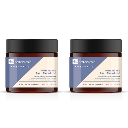 Dr Botanicals Activate Anti-Oxidant Fast Absorbing Vitamin Body Moisturiser 60ml Twin Value Savings Pack