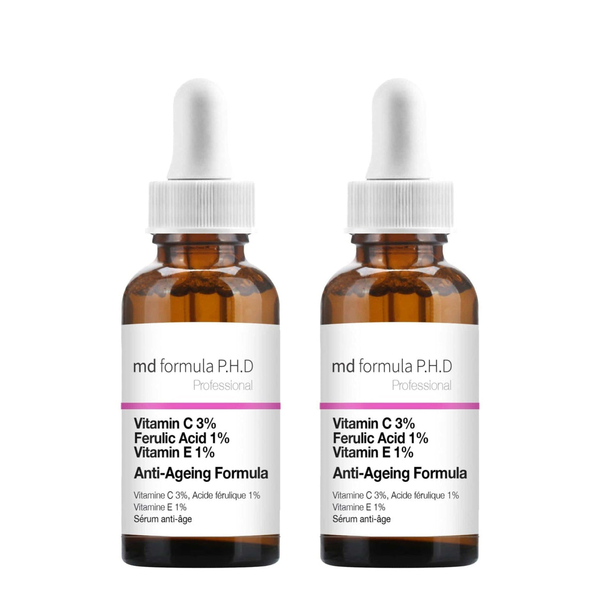 MD Formula Anti-Ageing Serum Vitamin C 3%, Ferulic Acid 1%, Vitamin E 1% 30ml Twin Value Savings Pack