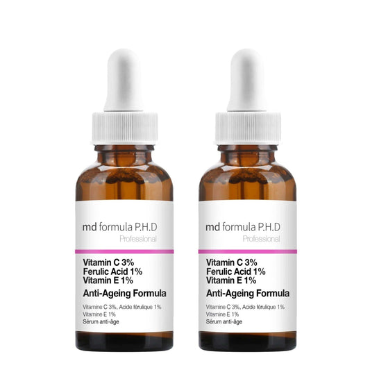 MD Formula Anti-Ageing Serum Vitamin C 3%, Ferulic Acid 1%, Vitamin E 1% 30ml Twin Value Savings Pack