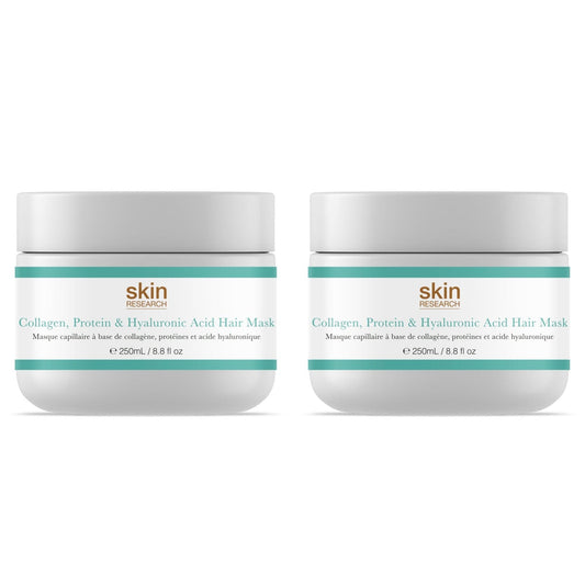 Skin Research Collagen, Protein & Hyaluronic Acid Hair Mask 250ml Twin Value Savings Pack